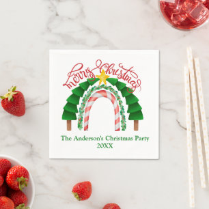 Christmas Rainbow Red Green Christmas Party Napkin