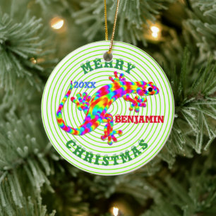 Christmas Rainbow Salamander Keepsake Custom Ceramic Tree Decoration