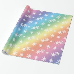 Christmas rainbow snowflakes pattern wrapping paper