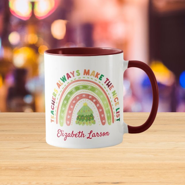 Christmas Rainbow Teachers Appreciations Maroon Mug (Creator Uploaded)