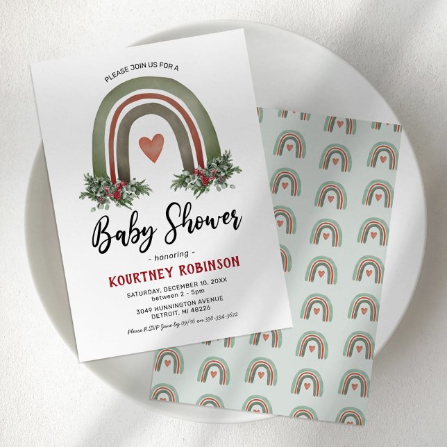 Christmas Rainbow Winter Baby Shower Invitation (Creator Uploaded)
