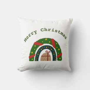 Christmas Rainbow With a Present Cushion