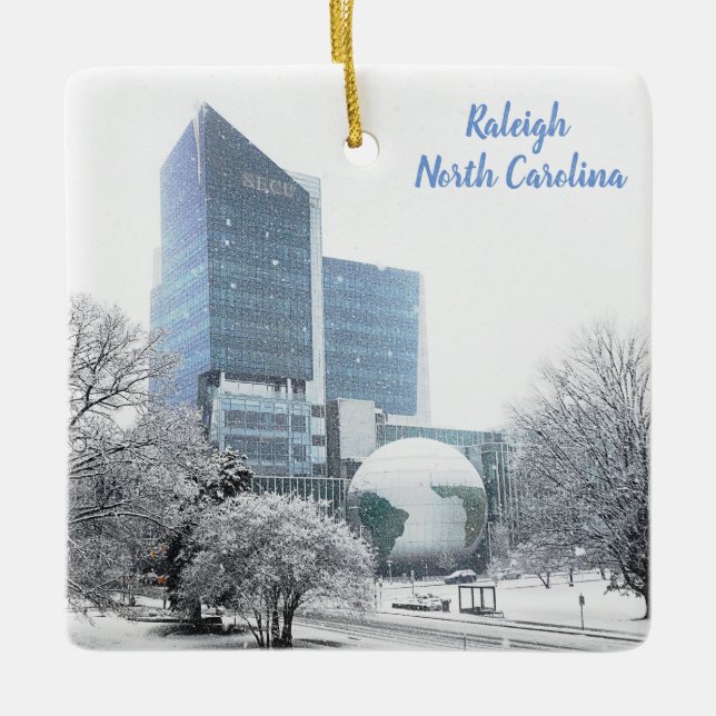 Christmas Raleigh NC Science Museum Globe Ceramic Ornament (Front)