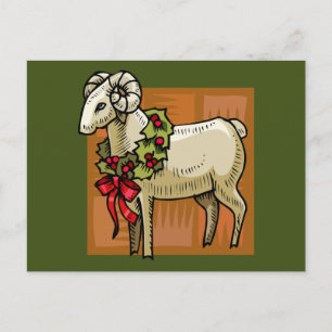 Christmas Ram Holiday Postcard