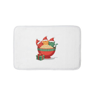 Christmas Ramen Cat Santa Anime Meow Kitty Meow Ca Bath Mat