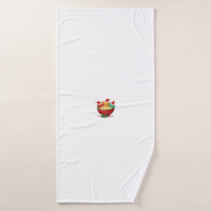Christmas Ramen Cat Santa Anime Meow Kitty Meow Ca Bath Towel
