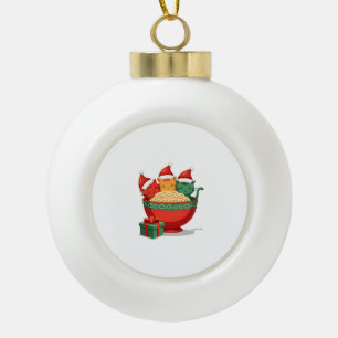 Christmas Ramen Cat Santa Anime Meow Kitty Meow Ca Ceramic Ball Christmas Ornament