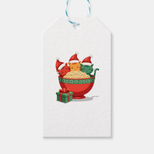 Christmas Ramen Cat Santa Anime Meow Kitty Meow Ca Gift Tags