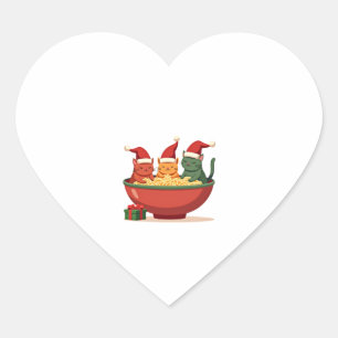 Christmas Ramen Cat Santa Anime Meow Kitty Meow Ca Heart Sticker