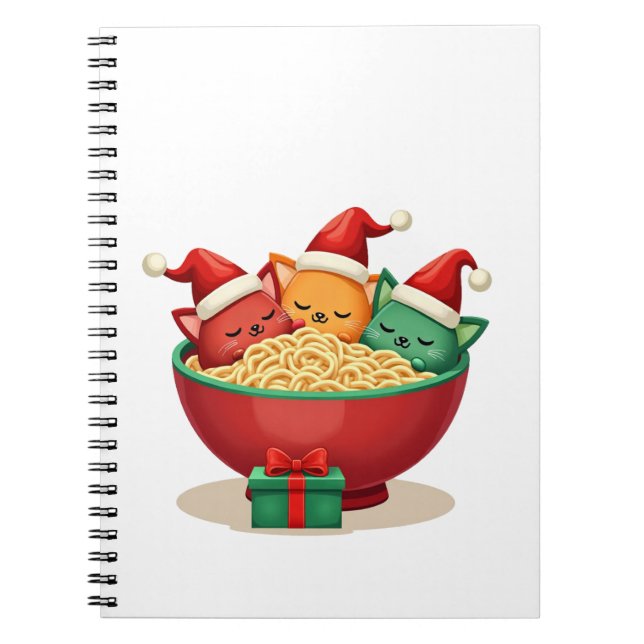 Christmas Ramen Cat Santa Anime Meow Kitty Meow Ca Notebook (Front)