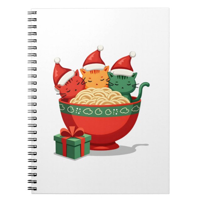 Christmas Ramen Cat Santa Anime Meow Kitty Meow Ca Notebook (Front)