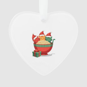 Christmas Ramen Cat Santa Anime Meow Kitty Meow Ca Ornament