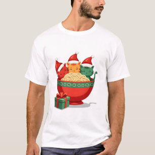 Christmas Ramen Cat Santa Anime Meow Kitty Meow Ca T-Shirt