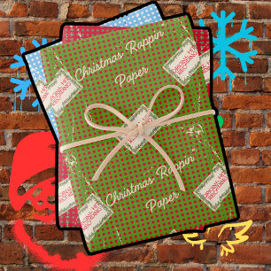 Christmas Rappin' Green, Red, and Blue Wrapping Paper Sheet