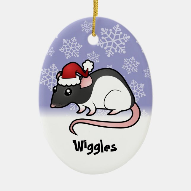 Christmas Rat (add your pets name) Ceramic Tree Decoration (Front)