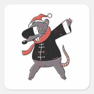 Christmas Rat Dabbing Square Sticker