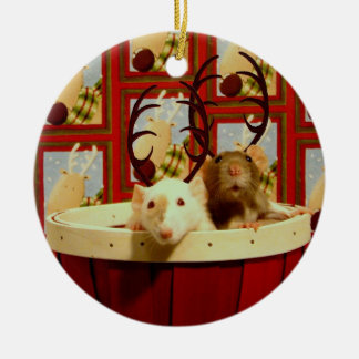 Christmas Rats Ceramic Tree Decoration