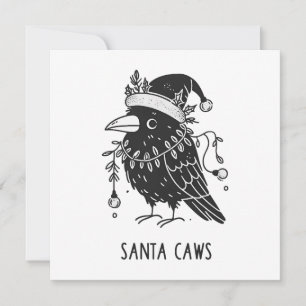 Christmas Raven Santa Caws  Holiday Card
