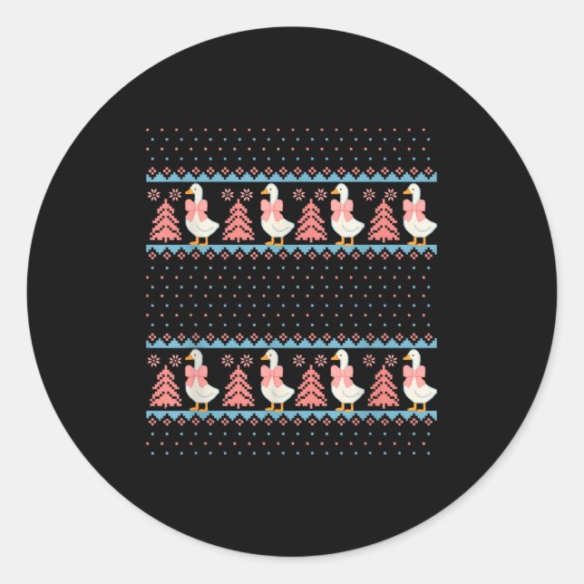 Christmas Rch Goose Ugly Sweater Pajama Xmas Tree  Classic Round Sticker (Front)