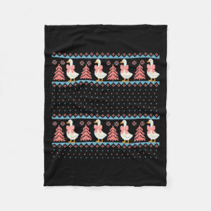 Christmas Rch Goose Ugly Sweater Pajama Xmas Tree  Fleece Blanket