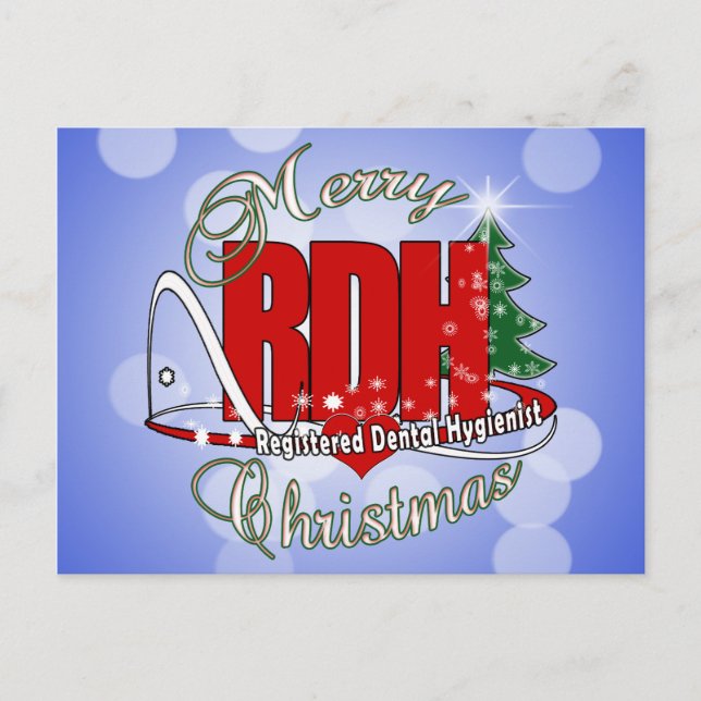 CHRISTMAS RDH Registered Dental Hygienist Holiday Postcard (Front)