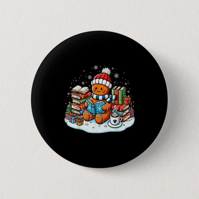 Christmas Reading Book Lover Bookworm Librarian Gi 6 Cm Round Badge (Front)