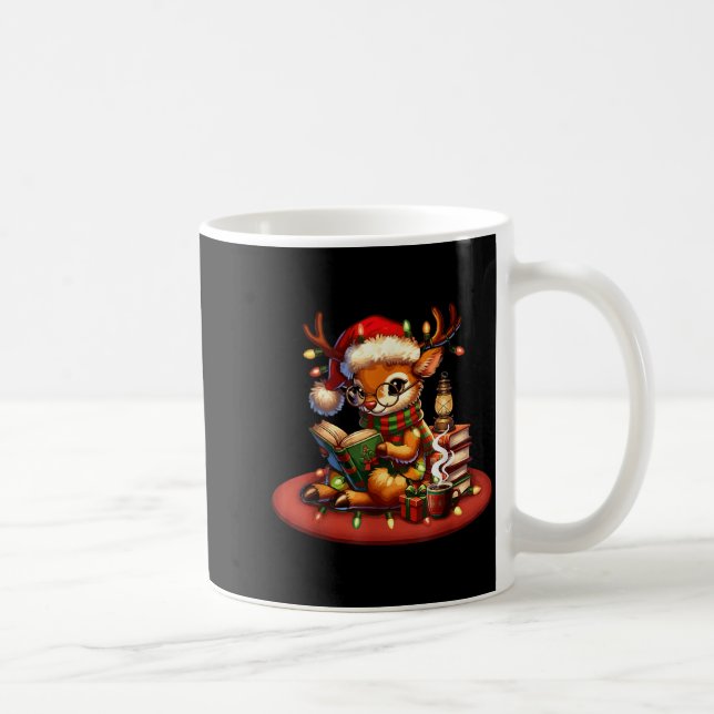 Christmas Reading Book Lovers Bookworm Coffee Rein Coffee Mug (Right)