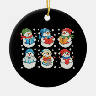 Christmas Reading Books Teacher Snowman Xmas Ceramic Tree Decoration