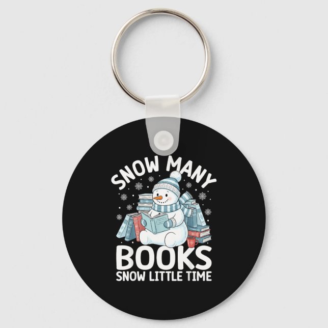 Christmas Reading Snowman So Many Books Men Women  Key Ring (Front)