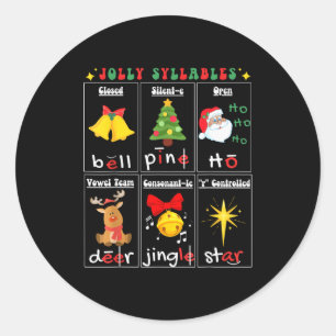Christmas Reading Teacher Syllable Types Phonemic Classic Round Sticker