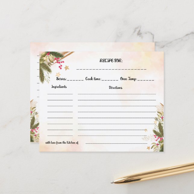Christmas Recipe Card Bridal Shower (Front/Back In Situ)