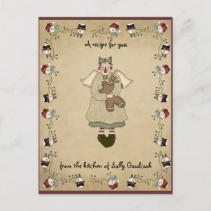Christmas recipe cards postcard