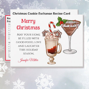 Christmas Recipe Exchange Cocktails 5 x 7 Holiday  Card