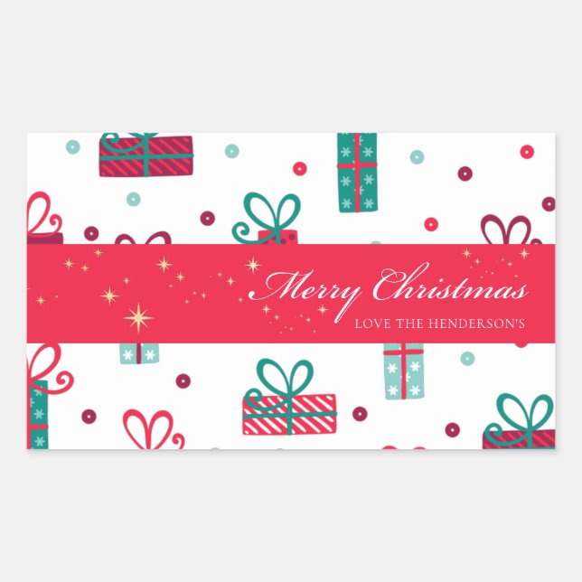 Christmas  rectangular sticker (Front)
