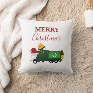 Christmas Recycling Garbage Truck Cushion