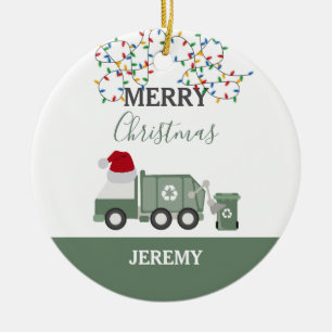 Christmas Recycling Garbage Truck Custom Ceramic Tree Decoration
