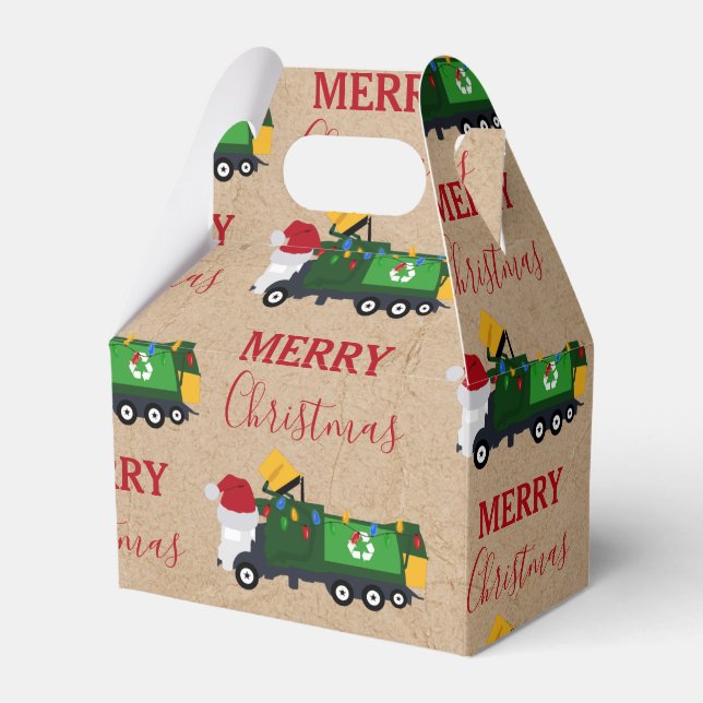 Christmas Recycling Garbage Truck  Favour Box (Front Side)