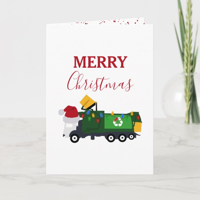 Christmas Recycling Garbage Truck  Holiday Card (Front)