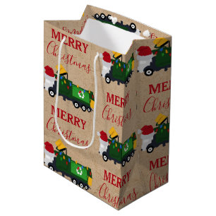 Christmas Recycling Garbage Truck  Large Gift Bag