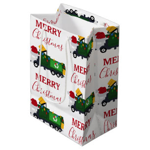 Christmas Recycling Garbage Truck  Medium Gift Bag