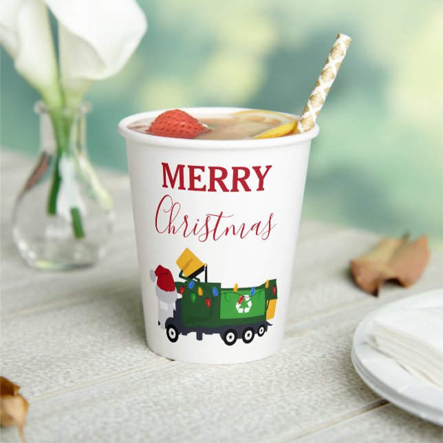 Christmas Recycling Garbage Truck Paper Cups (Insitu)