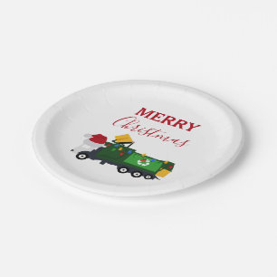 Christmas Recycling Garbage Truck  Paper Plate