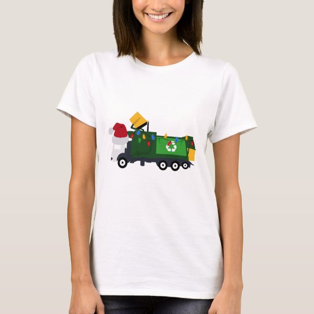 Christmas Recycling Garbage Truck T-Shirt (Front)