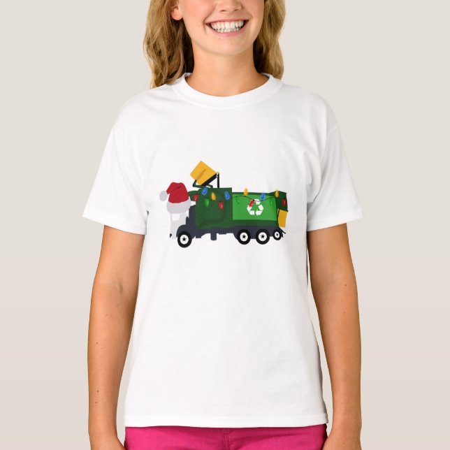 Christmas Recycling Garbage Truck T-Shirt (Front)