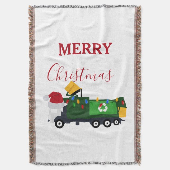 Christmas Recycling Garbage Truck  Throw Blanket (Front Vertical)