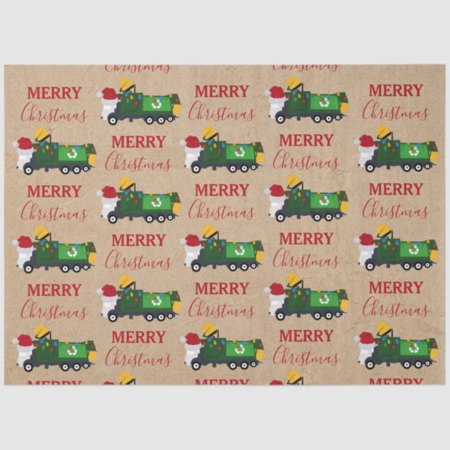 Christmas Recycling Garbage Truck Tissue Paper (Front)