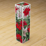 Christmas Red Amaryllis and Poinsettias Wine Box<br><div class="desc">Pretty Bouquet of Pine,   Red Amaryllis and Poinsettia against striped backround
generated by the AI

Art created using wombo dream AI by minx267</div>