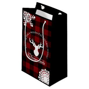 Christmas Red and Black Buffalo Check Small Gift Bag