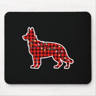 Christmas Red And Black Buffalo Plaid German Sheph Mouse Mat