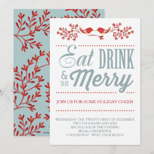 Christmas Red and Blue Holiday Country Chic Invitation